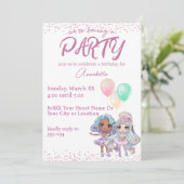 Invitation Poupées filles mignonnes Parties scintillant avec  (Debout devant)