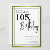 Invitation pour 105e anniversaire Moderne Noir Or (Devant)