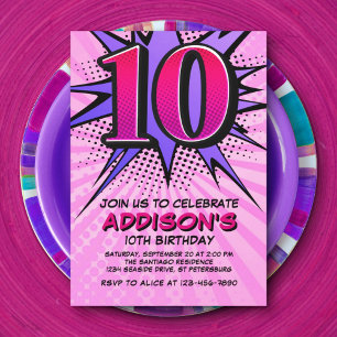 Invitation pour 10e anniversaire de Superhero Girl