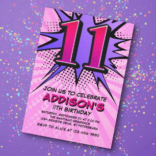 Invitation pour 11e anniversaire de Superhero Girl