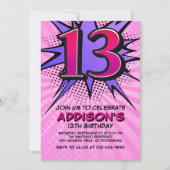 Invitation pour 13e anniversaire de Superhero Girl (Devant)