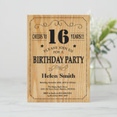 Invitation pour 16 ans Anniversaire Bois Rustique (Debout devant)