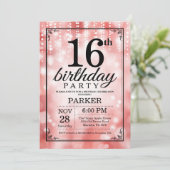 Invitation pour 16 ans avec paillettes rouges (Debout devant)