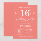 Invitation pour 16 ans Corail (Devant / Derrière)