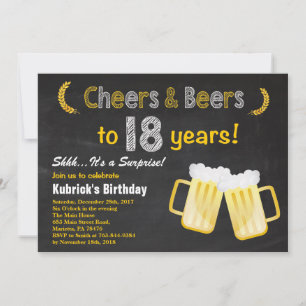 Invitation pour 18 ans avec Surprise Cheers and Be