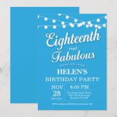 Invitation pour 18 ans Bleu Fabuleux (Devant / Derrière)