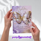 Invitation pour 18 ans Papillon Doré Floral