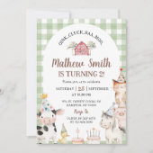 Invitation pour 1er anniversaire avec des animaux (Devant)