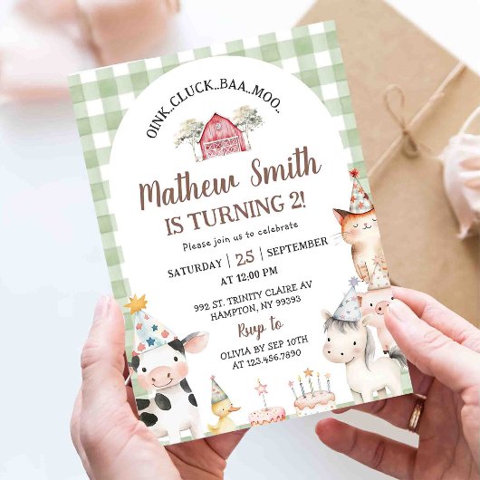 Invitation pour 1er anniversaire avec des animaux