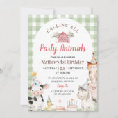 Invitation pour 1er anniversaire avec des animaux (Devant)