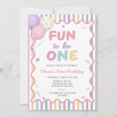 Invitation pour 1er anniversaire de fille Fun To B (Devant)