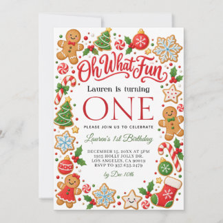 Invitation pour 1er anniversaire de Noël Oh Quel P
