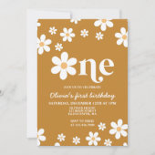 Invitation pour 1er anniversaire Retro Daisy One F (Devant)