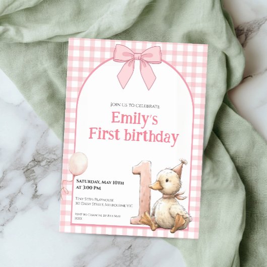 Invitation pour 1er anniversaire Thème Canard Ging