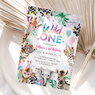 Invitation pour 1er anniversaire thème jungle léop
