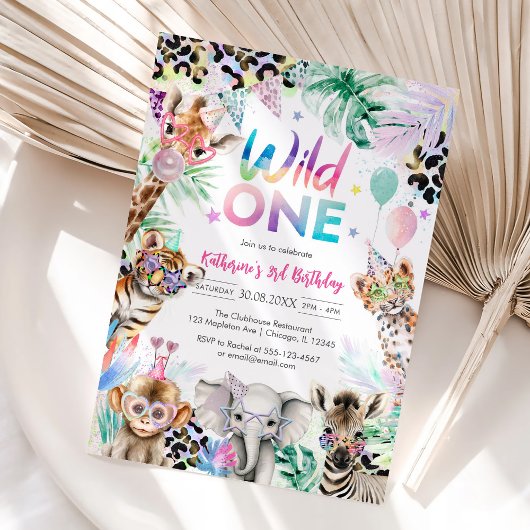 Invitation pour 1er anniversaire thème jungle léop