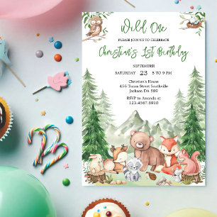 Invitation pour 1er anniversaire Wild One Animaux