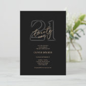 Invitation pour 21e anniversaire Moderne Or Noir (Debout devant)