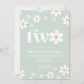 Invitation pour 2e anniversaire Retro Daisy Two Fl (Devant)