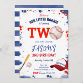 Invitation pour 2ème anniversaire de baseball (Devant / Derrière)