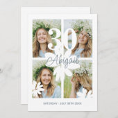 Invitation pour 30 ans avec fleurs modernes et 4 p (Devant / Derrière)