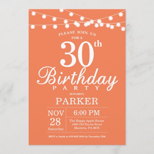 Invitation pour 30e anniversaire Corail (Devant)
