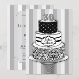 Invitation pour 30e anniversaire, gâteau à 3 étage
