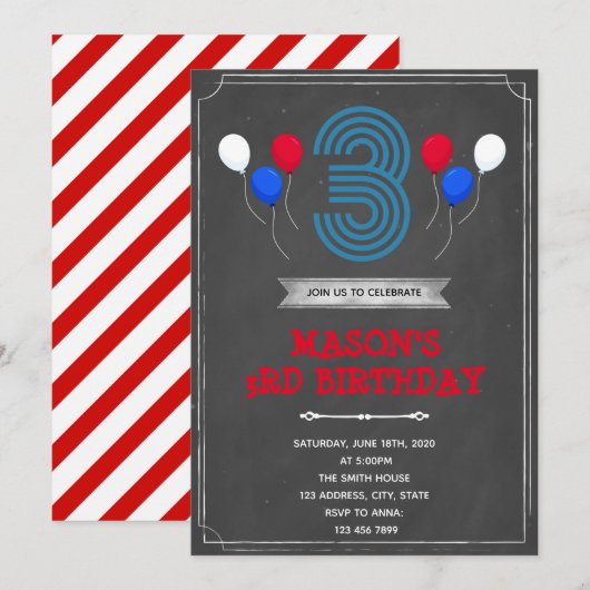 Invitation pour 3 ans (Devant / Derrière)