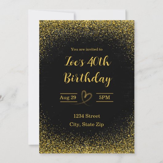 Invitation pour 40 ans – Quarante en or | Moderne (Devant)