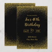 Invitation pour 40 ans – Quarante en or | Moderne (Devant / Derrière)
