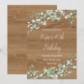 Invitation pour 40 ans – Vert rustique | Quarante (Devant / Derrière)