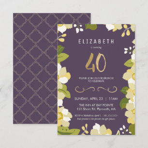 Invitation pour 40e anniversaire, Fleurs personnal