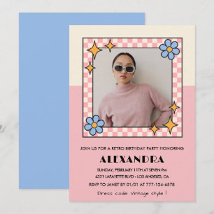 Invitation pour 40e anniversaire Fleurs roses rétr