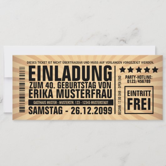 Invitation pour 40e anniversaire (personnalisable) (Devant)