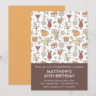 Invitation pour 45e anniversaire Cocktail Motif Él