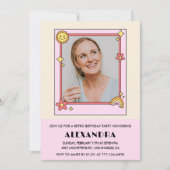 Invitation pour 45e anniversaire Fleurs roses rétr (Devant)