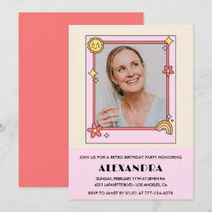 Invitation pour 45e anniversaire Fleurs roses rétr