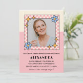 Invitation pour 45e anniversaire Fleurs roses rétr (Debout devant)