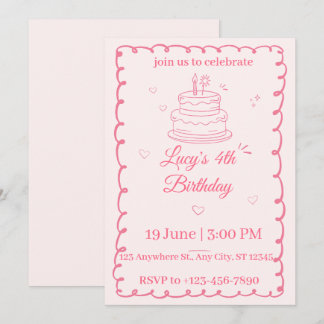 Invitation pour 4ème anniversaire fille