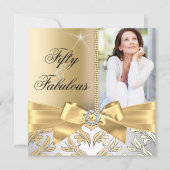 Invitation pour 50 ans & Dorure & Ruban Invitation (Devant)