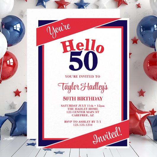 Invitation pour 50e anniversaire Rouge Blanc & Ble