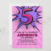 Invitation pour 5e anniversaire de Superhero Girl (Devant)