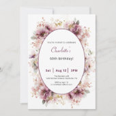 Invitation pour 60 ans Anniversaire Fleurs Violett (Devant)