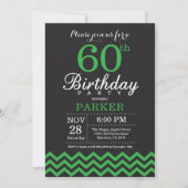 Invitation pour 60 ans avec Chevron noir et vert (Devant)