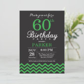 Invitation pour 60 ans avec Chevron noir et vert (Debout devant)