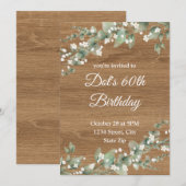 Invitation pour 60 ans – Feuillage rustique | Soix (Devant / Derrière)