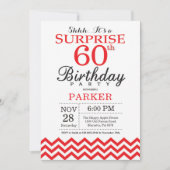 Invitation pour 60 ans surprise Chevron rouge (Devant)
