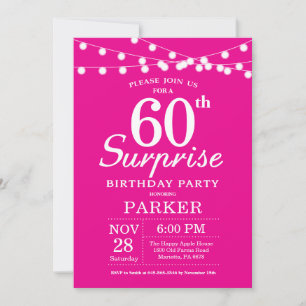 Invitation pour 60 ans surprise Rose Chaud
