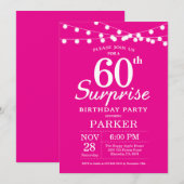 Invitation pour 60 ans surprise Rose Chaud (Devant / Derrière)