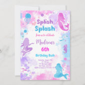 Invitation pour 6ème anniversaire sirène (Devant)